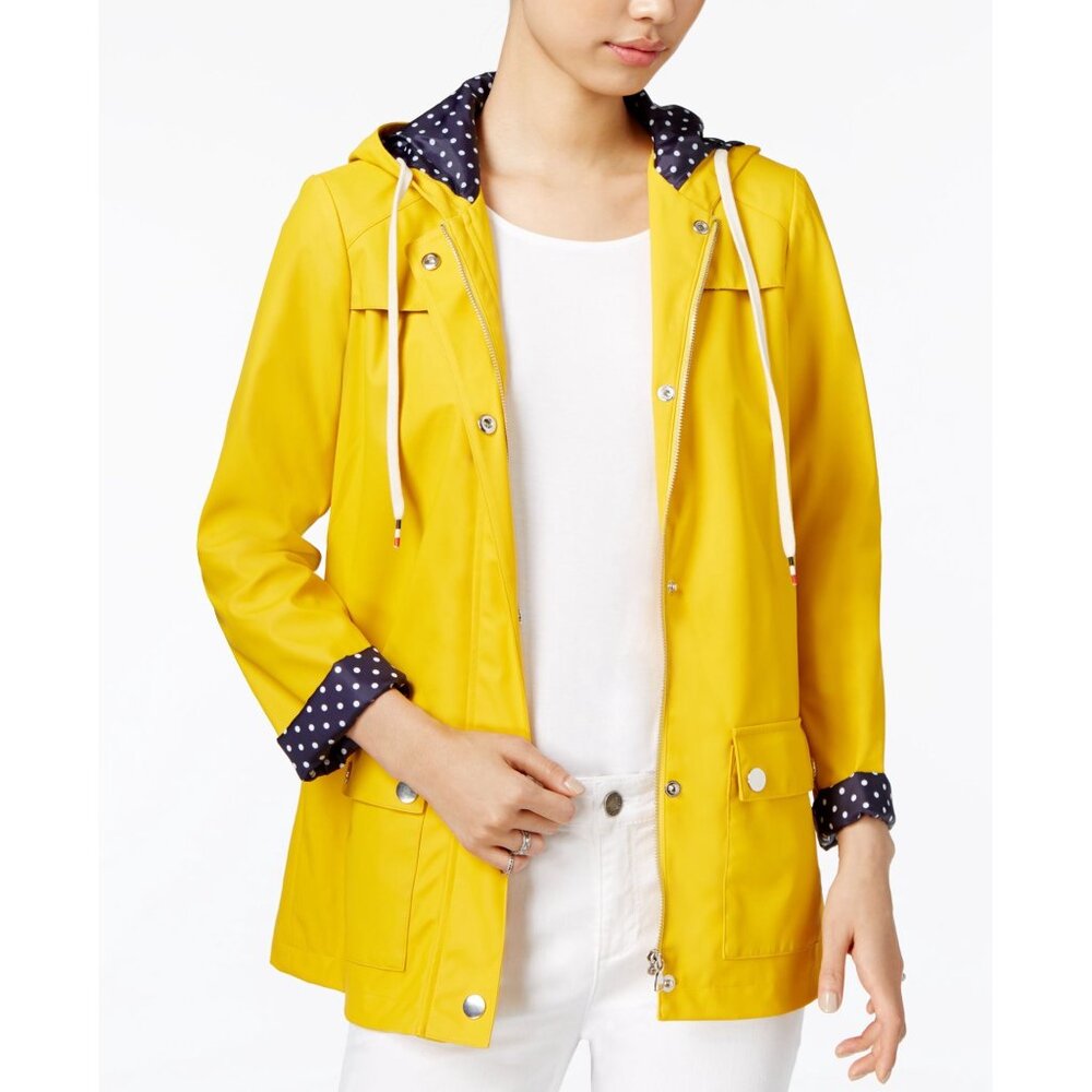 Maison Jules Cute Hooded Yellow Raincoat Jacket Small EUC